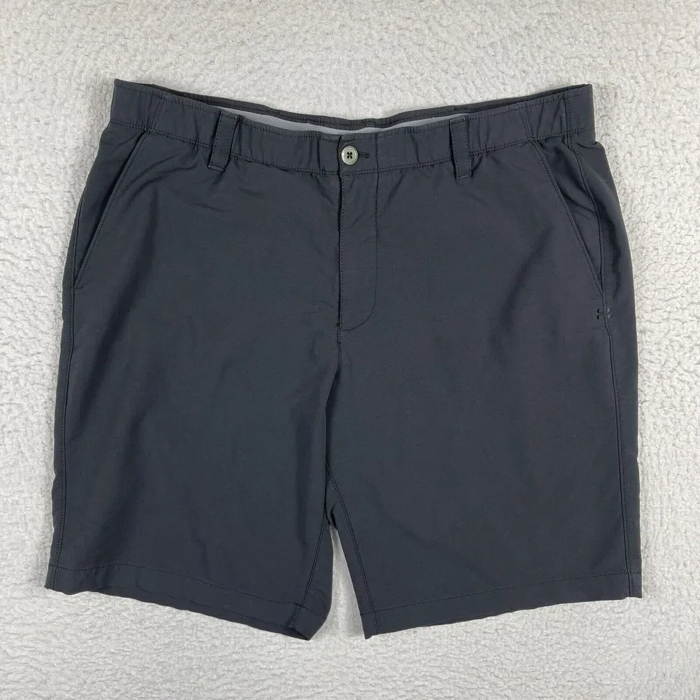 Under Armour Shorts Mens 40 Black Charcoal Preppy‎ Active Golfer Tennis Traveler